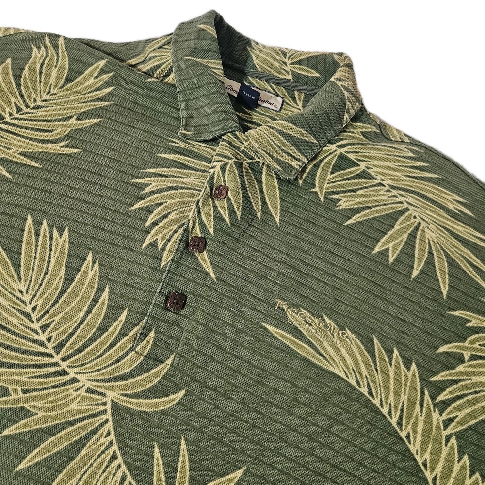 Tommy Bahama VTG  Polo 90s Shirt HAWAIIAN FLORALMens  SILK Blend Short Sleeve XL